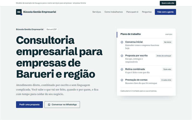 Modelo de site para serviços para empresas: Bússola Gestão Empresarial, empresa fictícia